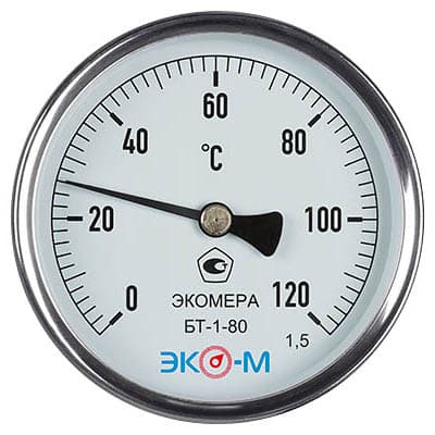 Термометр биметаллический БТ-1-80, 0-120C